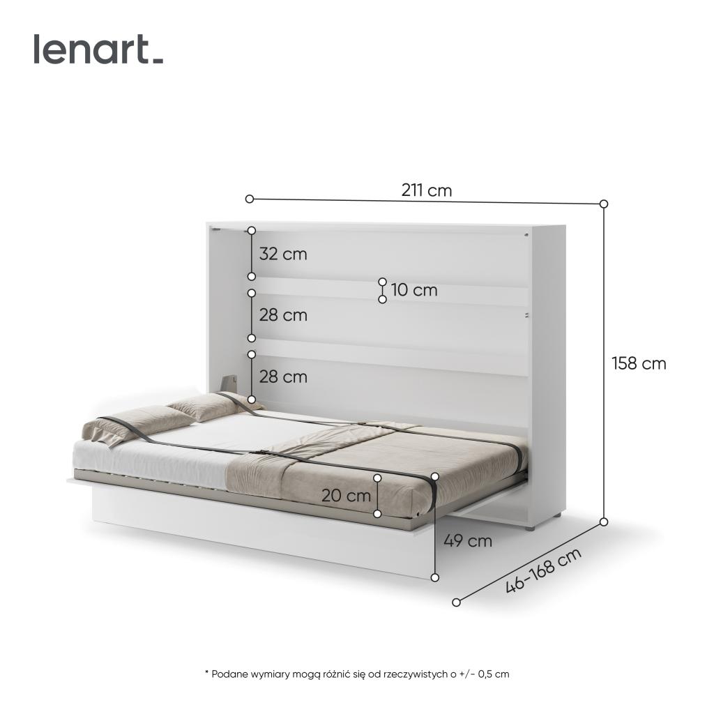 Concept opklapbed horizontaal - 140x200 - Wit, Niet ingevuld, Niet ingevuld, Niet ingevuld