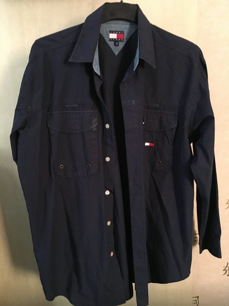 Gedragen TOMMY HILFIGER blauw overhemd L/M heren mt. M, Kleding | Heren, Overhemden, Tommy Hilfiger, Halswijdte 39/40 (M), Gedragen