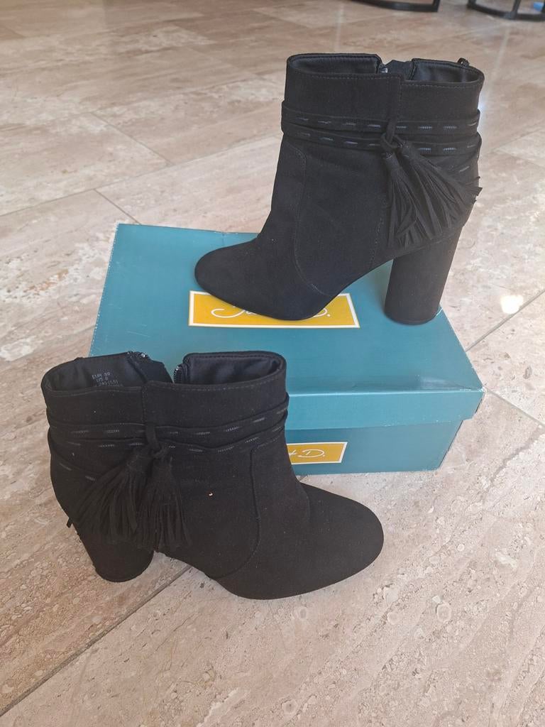 Janet D Zwarte Enkellaarsjes Maat 39 - Zo Goed als Nieuw, Kleding | Dames, Schoenen, Zwart, Lage of Enkellaarzen, Ophalen of Verzenden