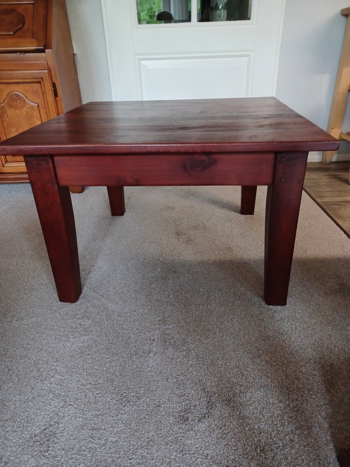 Kersen hout tafel, 45 tot 60 cm, Ophalen of Verzenden, Zo goed als nieuw, 75 cm of meer