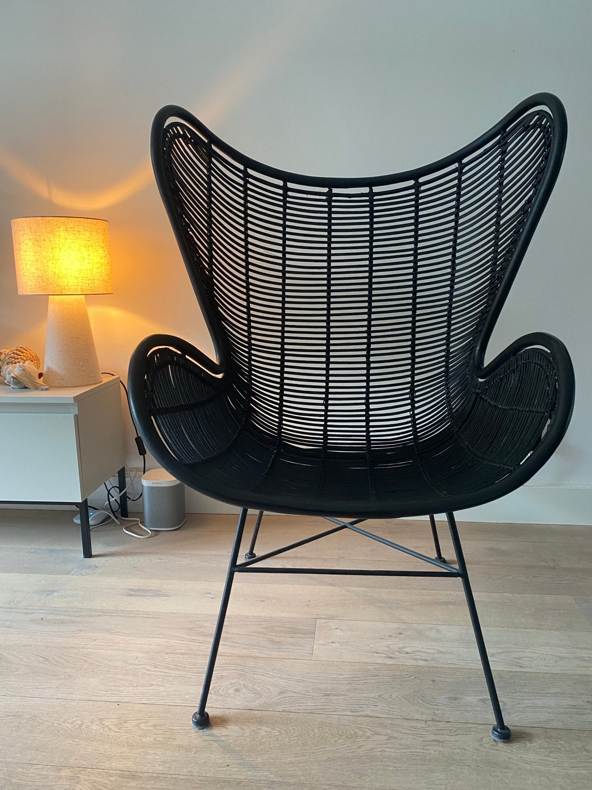 Prachtige HK Living Egg fauteuil, Ophalen, Zo goed als nieuw, Zwart, Eén