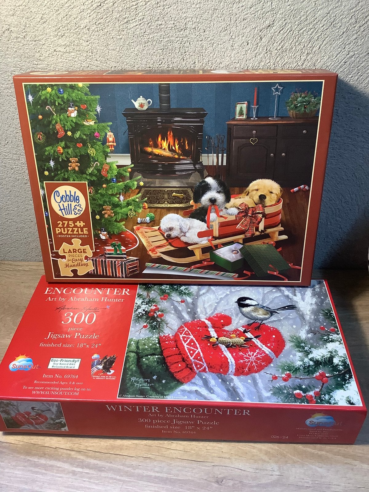 Kerst puzzels legpuzzel 275 en 300 stukjes, Ophalen of Verzenden, 500 t/m 1500 stukjes, Gebruikt, Legpuzzel