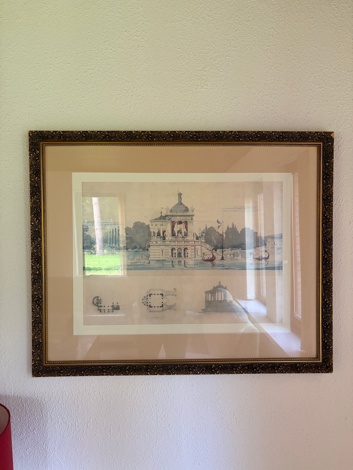 Klassiek stadsgezicht aquarel - Ingelijst, Ophalen, Ingelijst, Klassiek, Aquarel