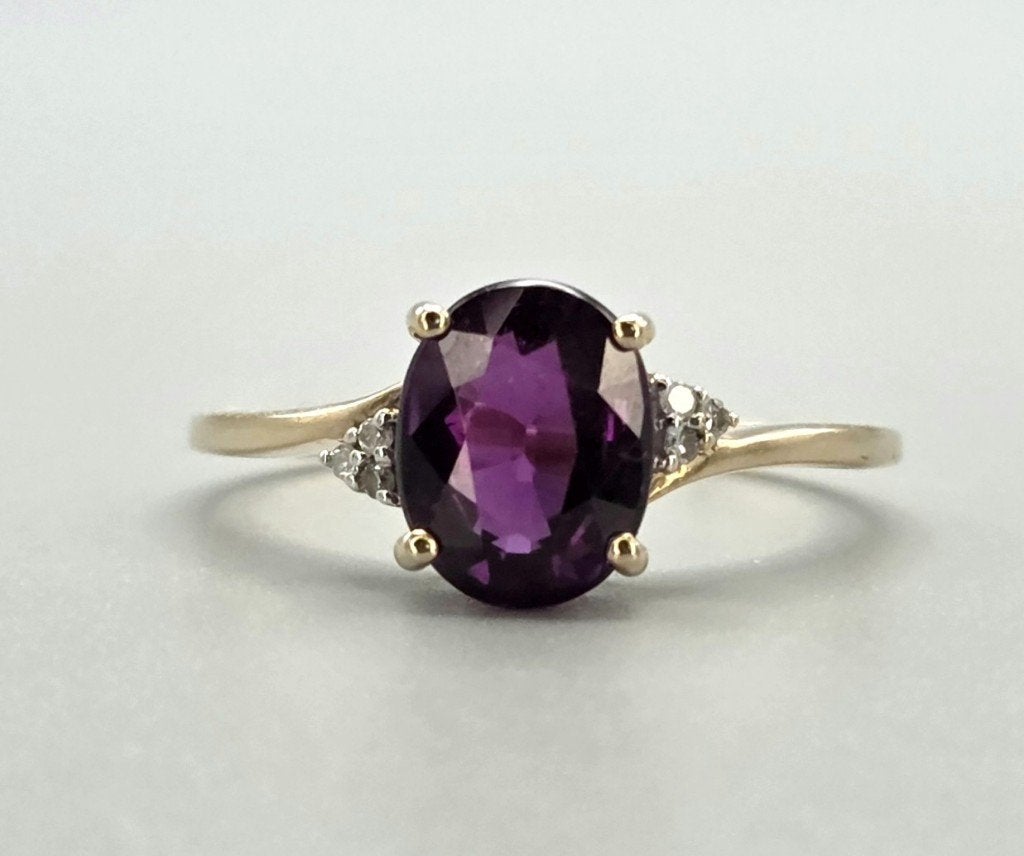 Gouden Vintage ring edelsteen toermalijn en diamant.2026/627, ., Paars, Ophalen of Verzenden, Zo goed als nieuw