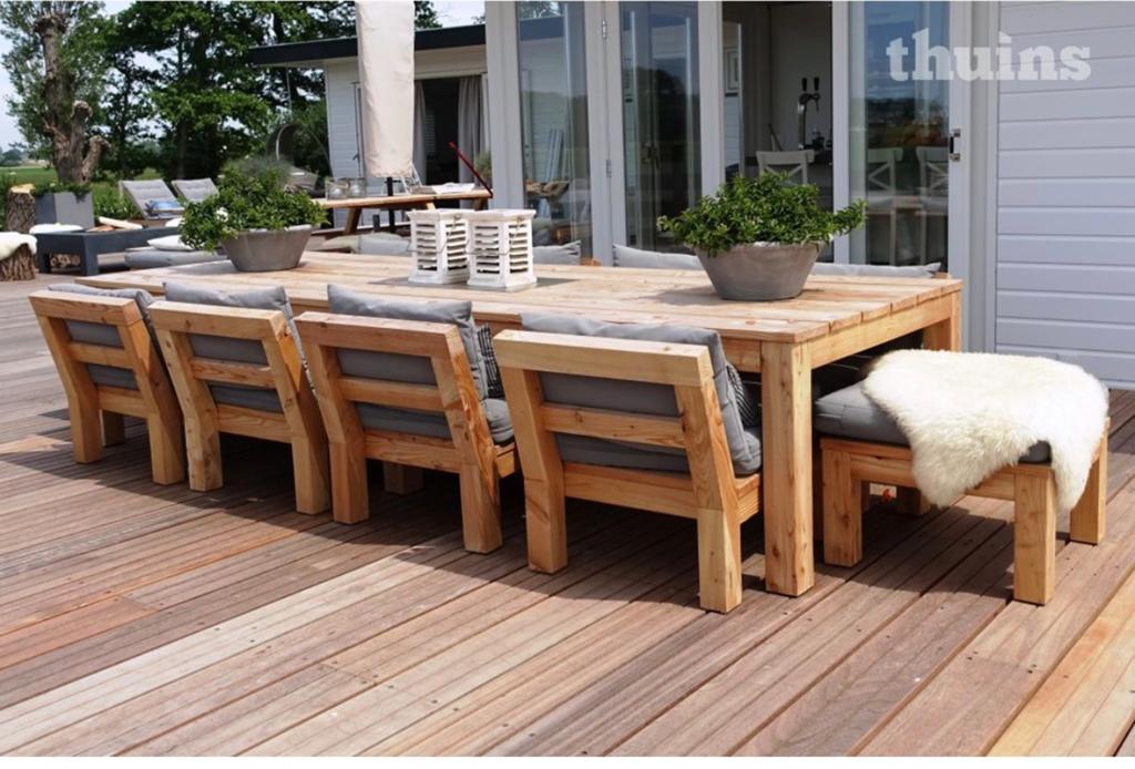 Low dining tuinset douglas hout, Ophalen of Verzenden, Zo goed als nieuw, Overige typen, Minder dan 2 meter