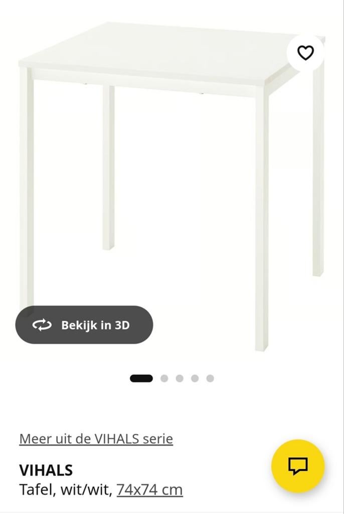 IKEA Eettafel:  Vierkant Wit mdf, Metaal., Gebruikt, 50 tot 100 cm, Rond, 50 tot 100 cm