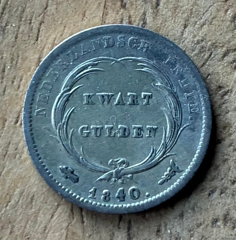kwart gulden 1840 Willem I Nederlands-Indië, Ophalen, Zilver, 25 cent, Koning Willem I