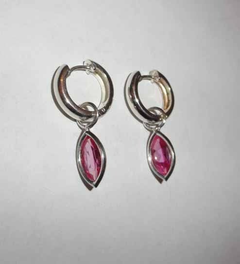 Oorbellen oorringen zilver 925 klapcreolen huggie hoops roze, Met strass, Verzenden, Nieuw, Roze
