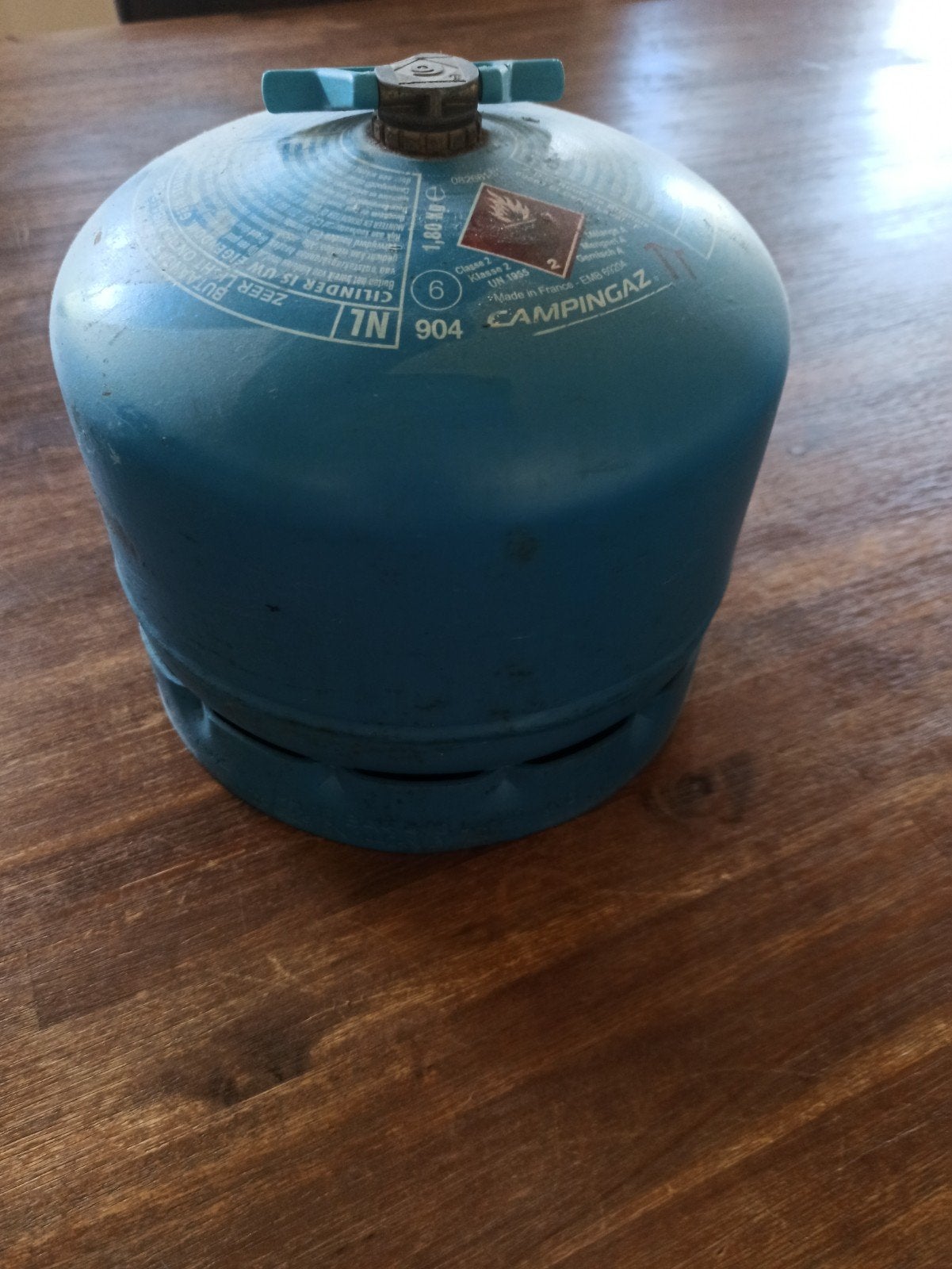 Gasfles blauw vulbaar leeg 907, Caravans en Kamperen, Kampeeraccessoires, Ophalen of Verzenden