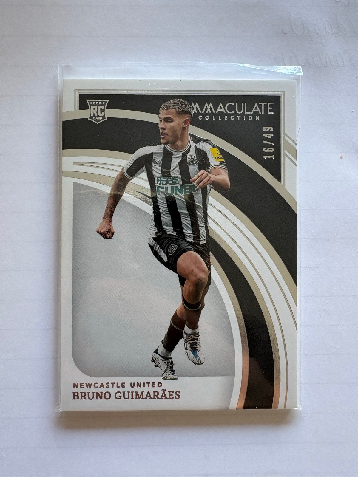 Bruno Guimaraes Panini Immaculate Rookie Card 16/49, Verzenden, Zo goed als nieuw, Buitenlandse clubs, Spelerskaart