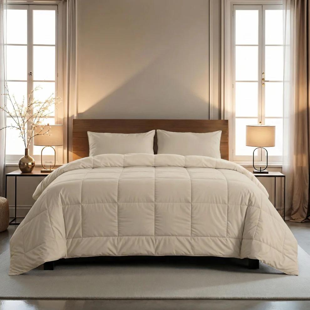 4 seizoenen double wasbaar dekbed Desert sand, Beige, Ophalen of Verzenden, Deken of Dekbed, Nieuw