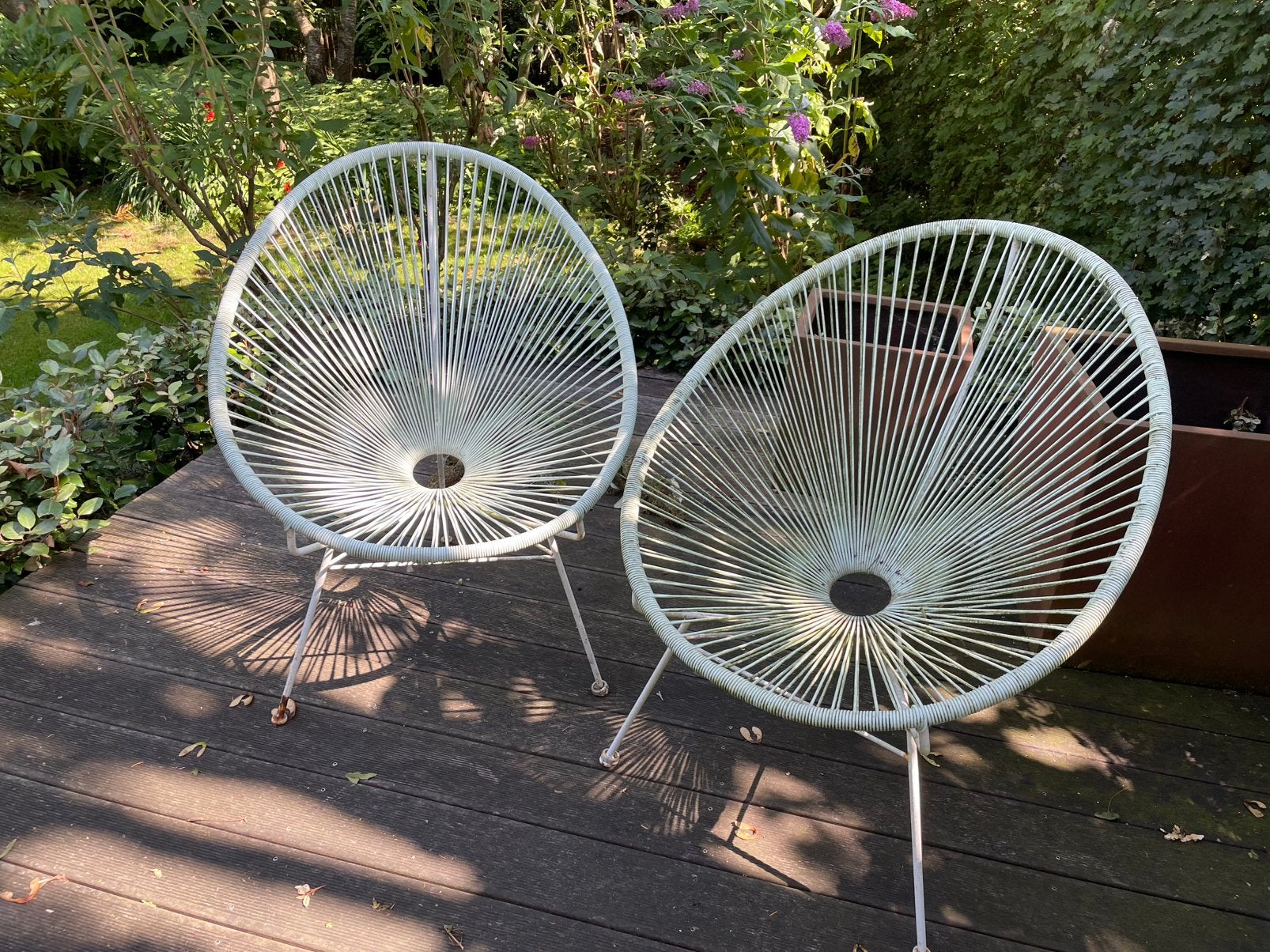 2 ronde draadstoelen mintgroen, Huis en Inrichting, Stoelen, Ophalen, Kunststof, Gebruikt, Twee