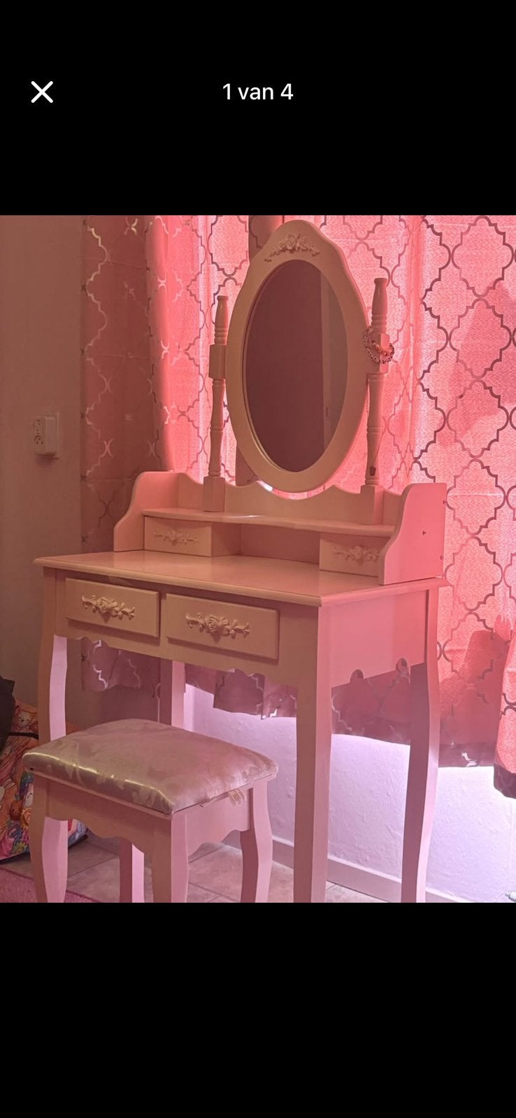 Roze make up tafel, Ophalen, Zo goed als nieuw, 50 tot 100 cm, Minder dan 100 cm