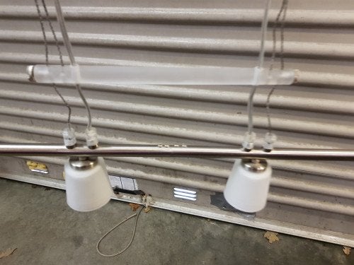 hanglamp/ spotjes rvs halogeen, Huis en Inrichting, Lampen | Hanglampen, Ophalen of Verzenden, 'T Olde Gre-j, Info@toldegrej.nl