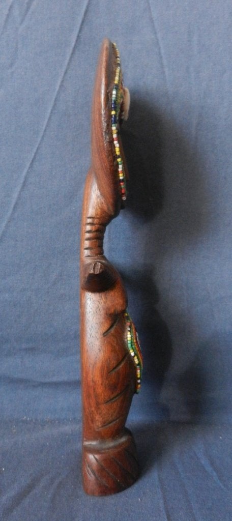 Houten vruchtbaarheidsbeeld Akuaba m kralen Ashanti Ghana, Hout, Handgemaakt, Bruin, Afrika