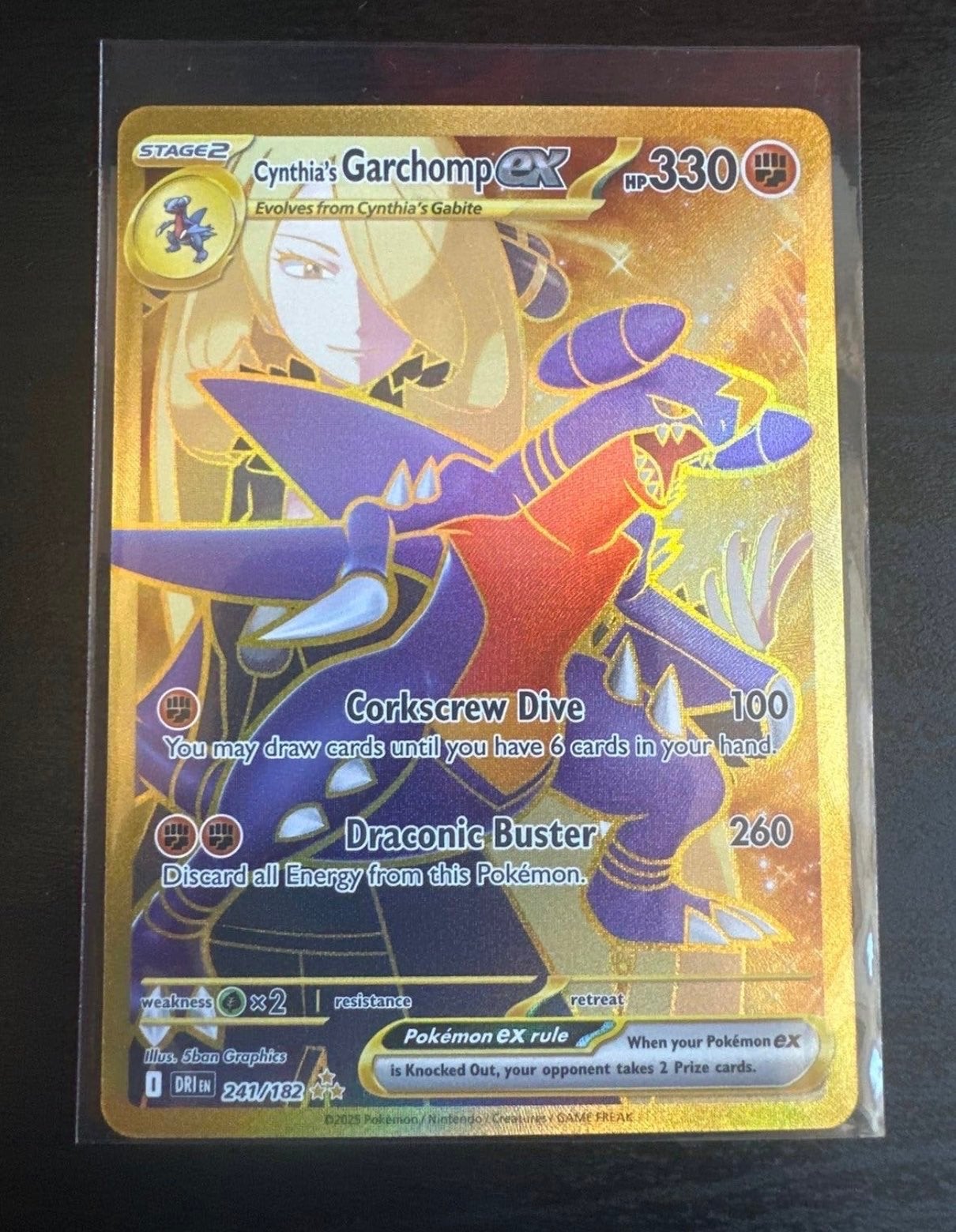 Cynthia's Garchomp ex Pokémon kaart, Ophalen of Verzenden, Zo goed als nieuw, Losse kaart, Foil