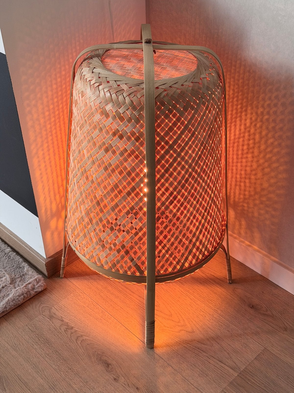 Bamboe vloerlamp - sfeervolle verlichting, Huis en Inrichting, Ophalen, Gebruikt, Hout, Minder dan 100 cm