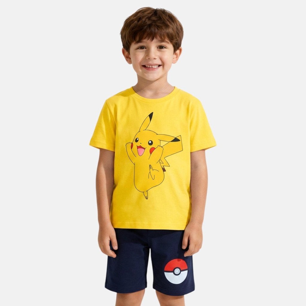 Pokemon Pikachu shortama jongens 100% katoen geel maat 110, Kinderen en Baby's, Kinderkleding | Maat 110, Nacht- of Onderkleding