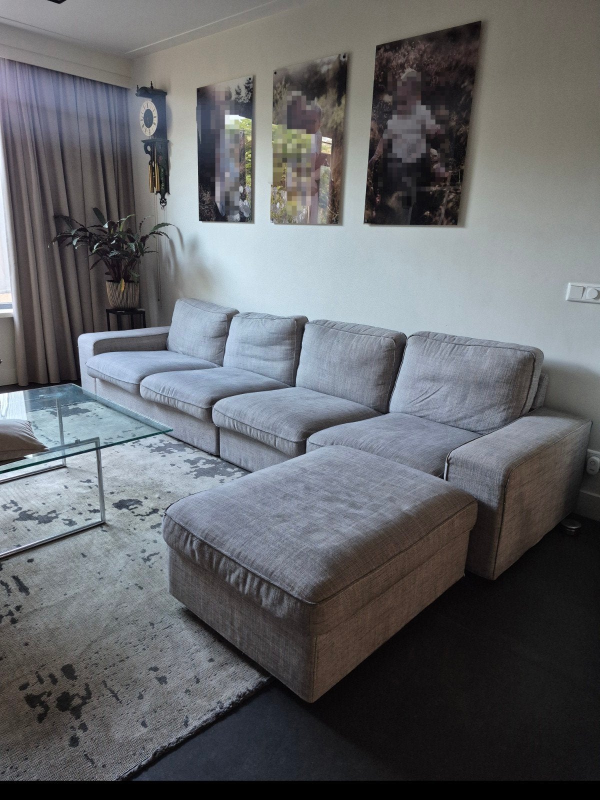 IKEA KIVIK bank met poef, grijs gemêleerd, Huis en Inrichting, Banken | Bankstellen, Gebruikt, 300 cm of meer, 75 tot 100 cm, Ophalen of Verzenden