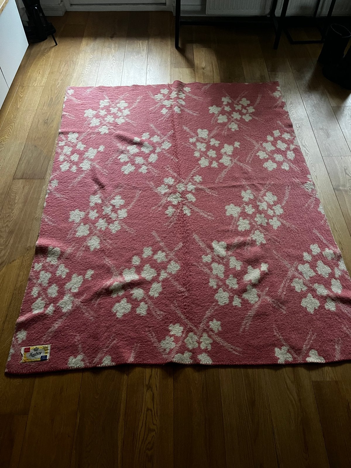 Vintage Zaalberg wollen deken  100% scheerwol, Huis en Inrichting, Ophalen of Verzenden, Woondeken, Gebruikt, Roze