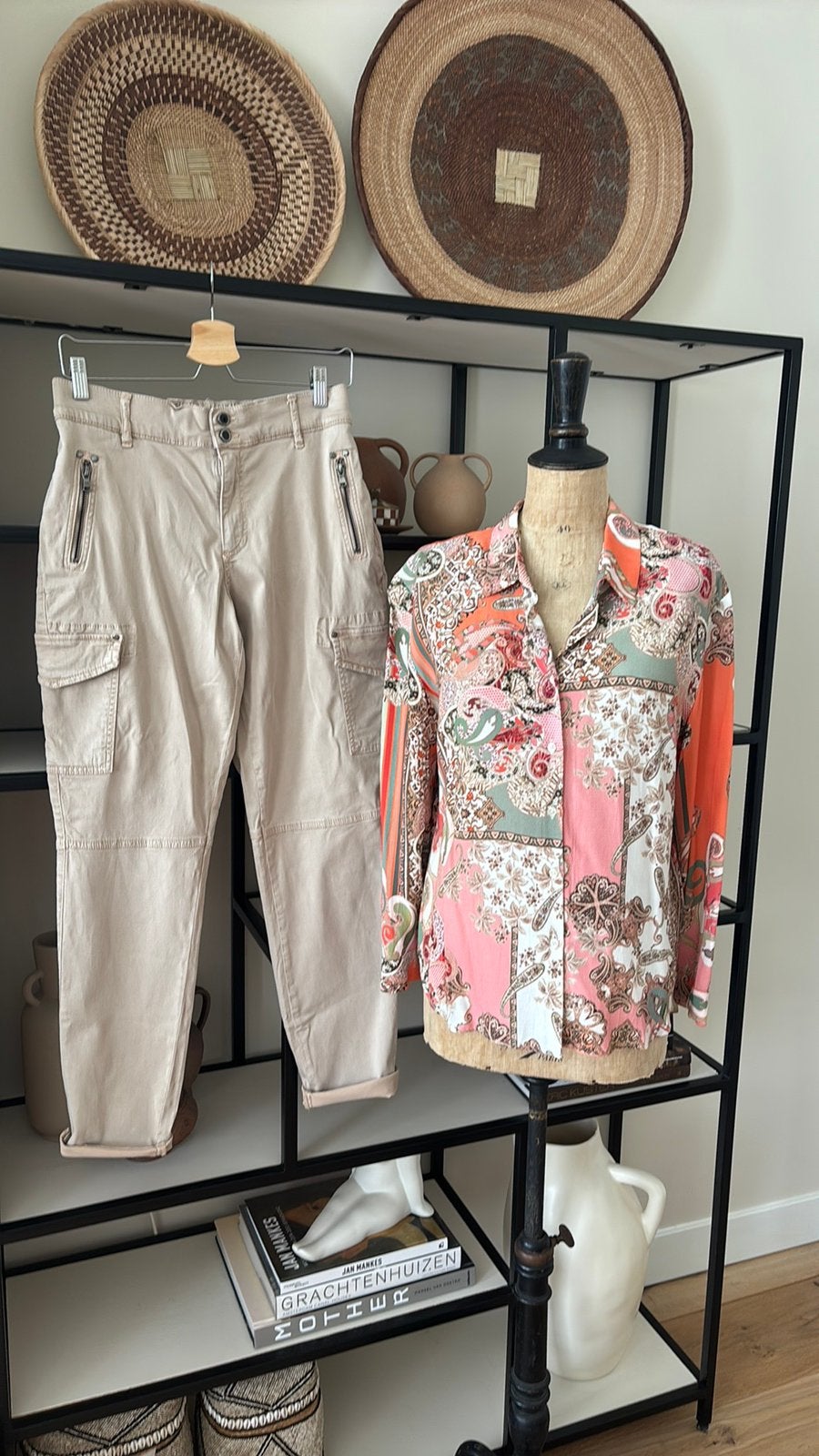 Mos Mosh stretch cargo broek maat 29 stoer kaki tint, Kleding | Dames, Maat 38/40 (M), Verzenden, Beige, Zo goed als nieuw
