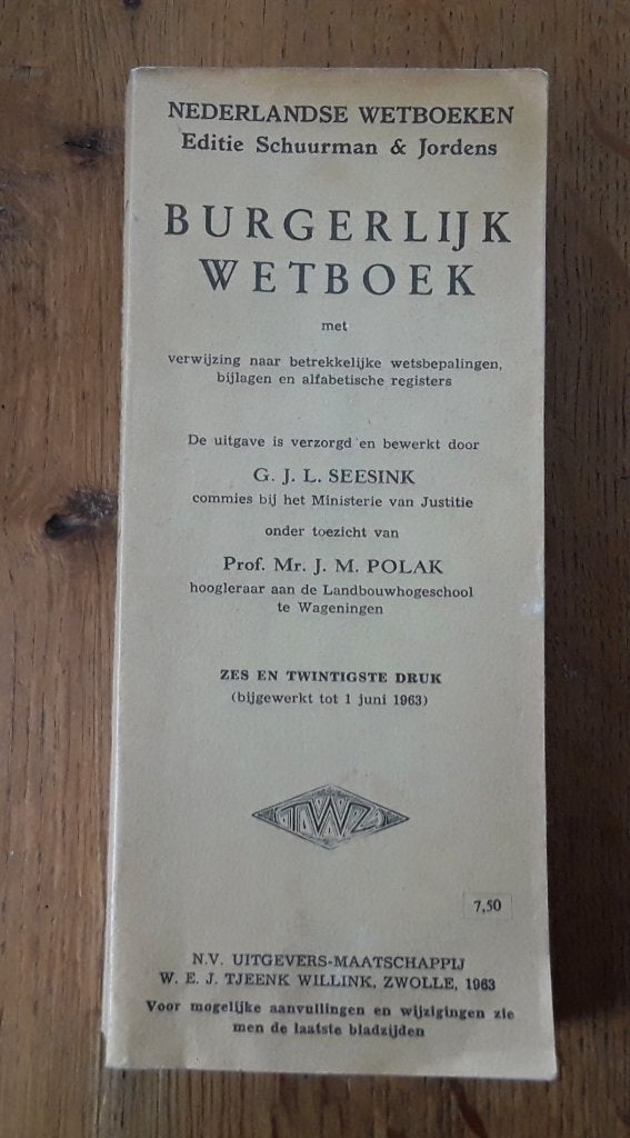 Burgerlijk wetboek uitvoering 1963 - editie Schuurman & Jord, Ophalen of Verzenden