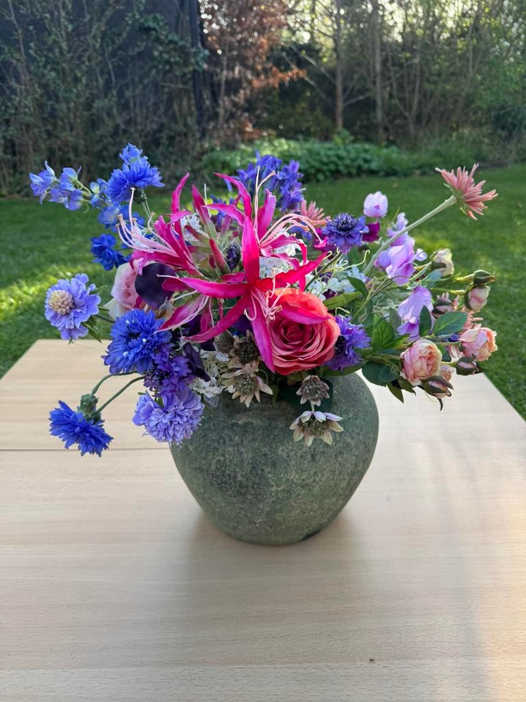Prachtig luxe zijden veldboeket van kunstbloemen, Ophalen of Verzenden