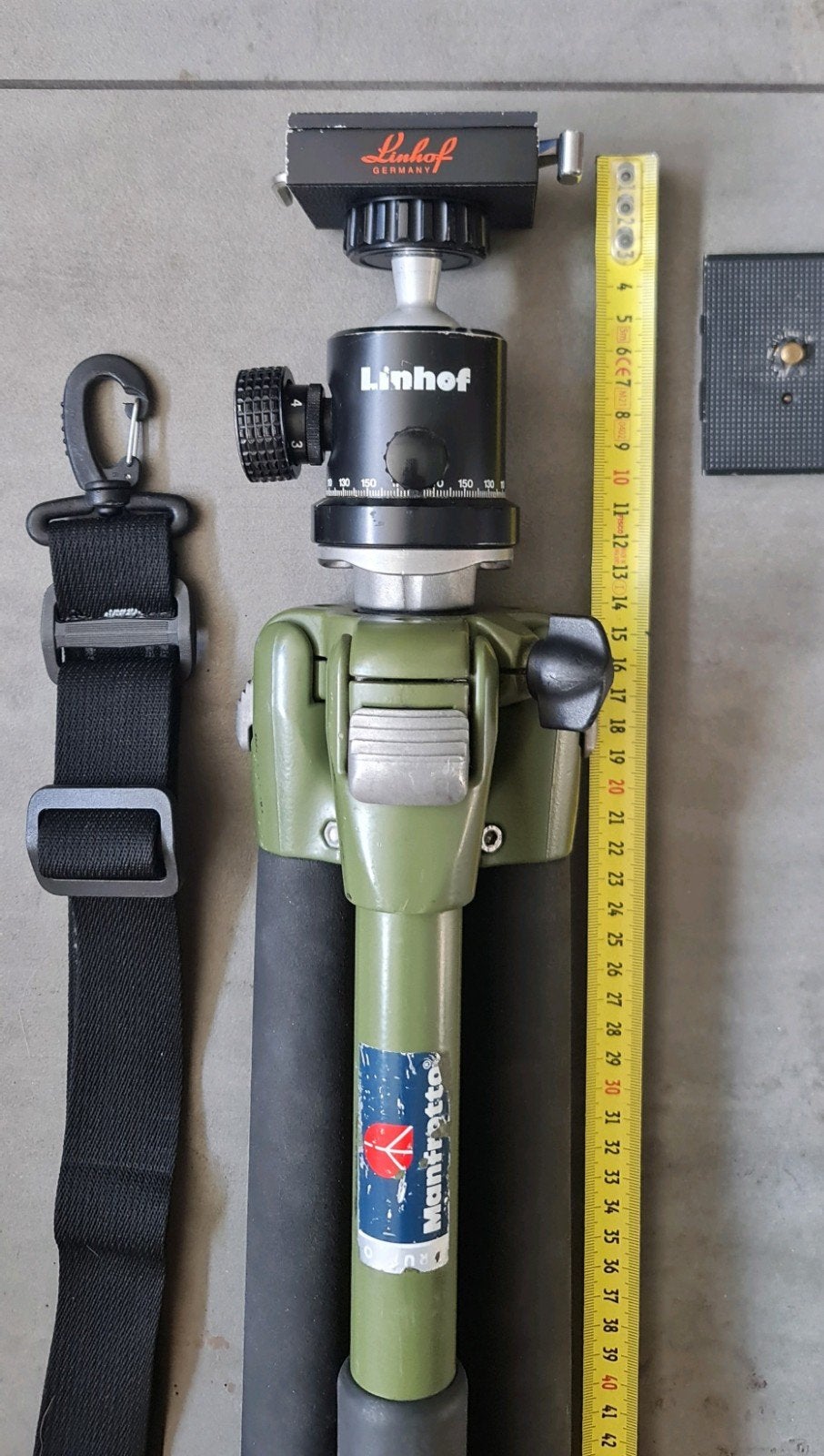 Manfrotto 055NAT3 Statief & Linhof Balhoofd & Snelkoppeling, Gebruikt, Manfrotto, 125 tot 150 cm, Met balhoofd