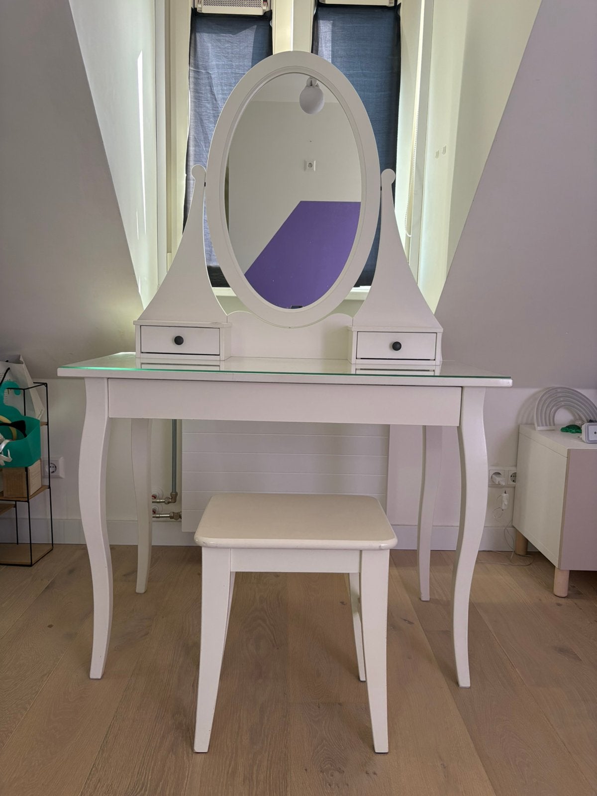 HEMNES kaptafel + kruk (IKEA, wit), Ophalen, Overige materialen, Gebruikt, Klassiek