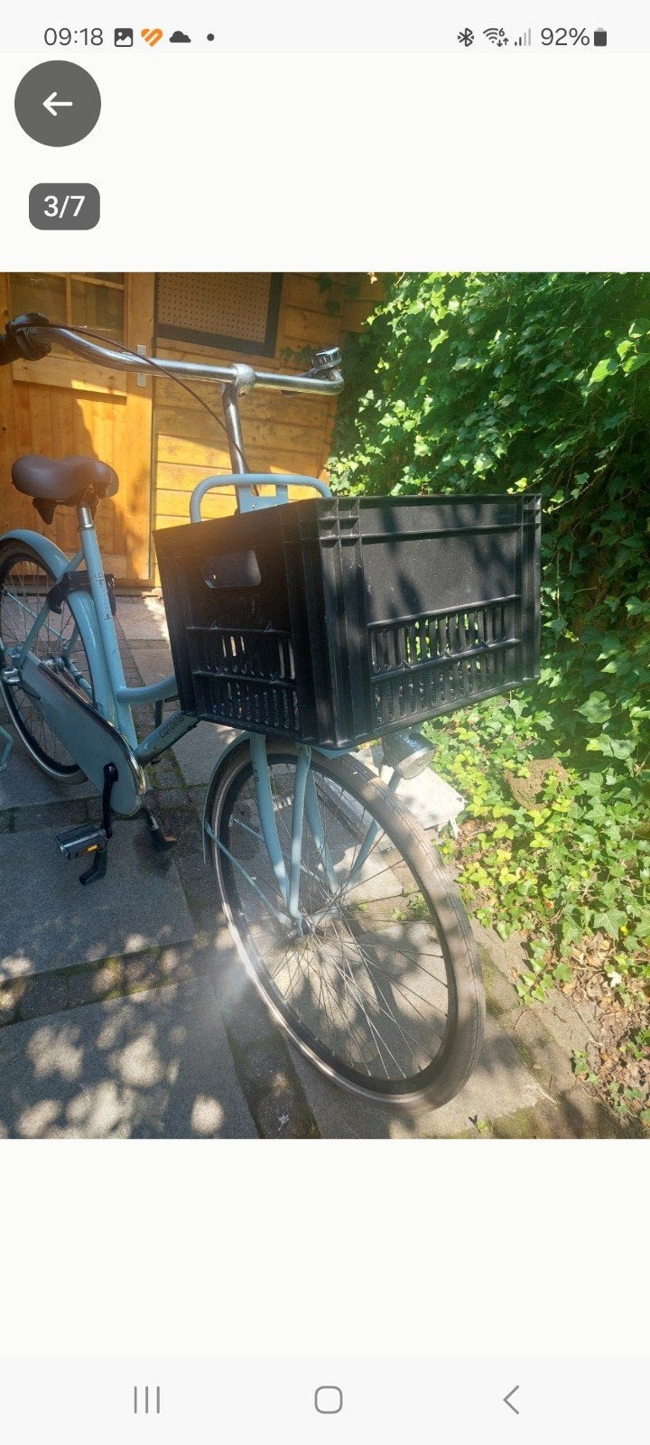 Cortina U4 Transportfiets - Lichtblauw met Voordrager, Overige merken, Gebruikt, Velgrem, Ophalen of Verzenden