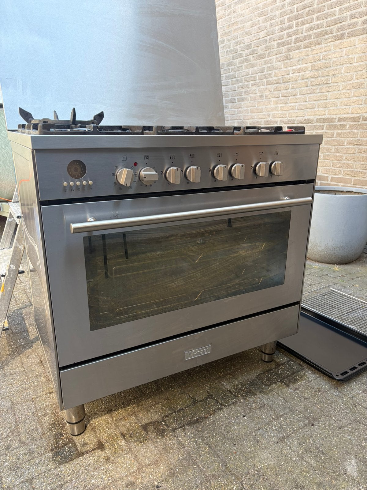 Boretti MLine 6 pits gasfornuis met oven en afzuigkap, Ophalen, 60 cm of meer, Zo goed als nieuw, Gas