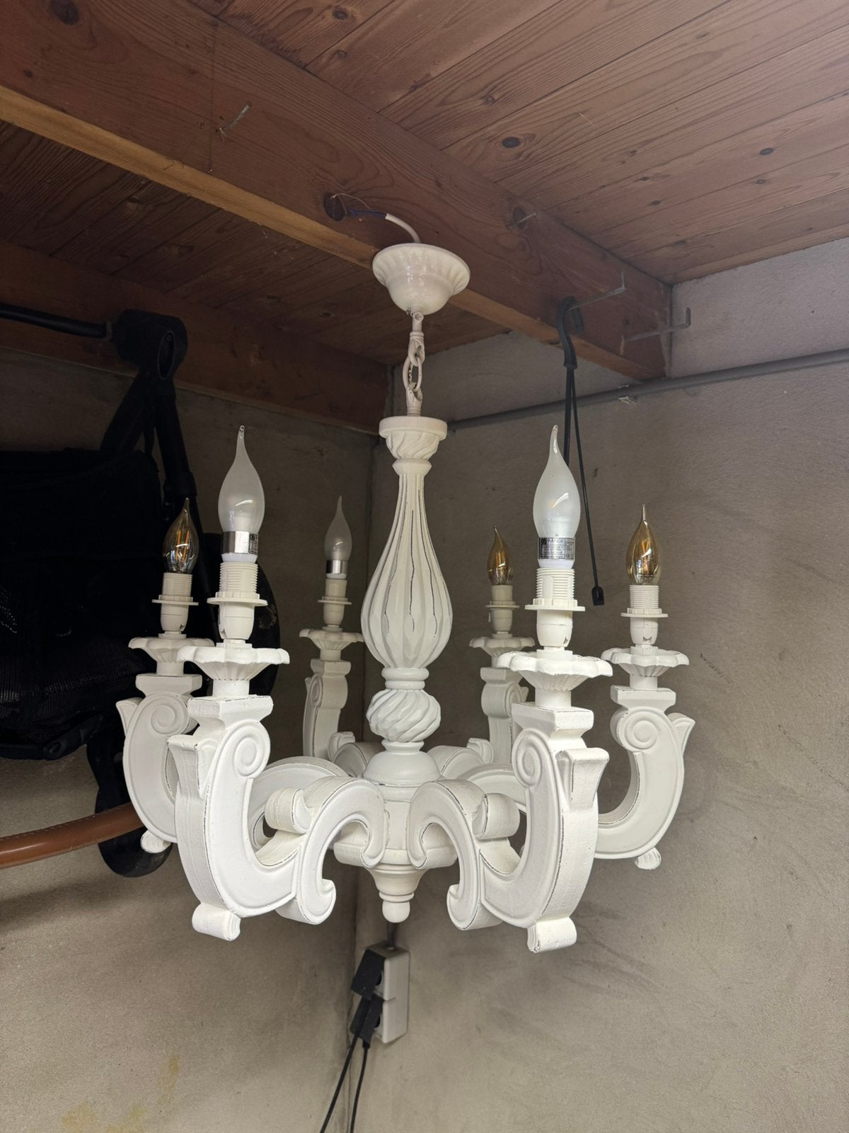 Kroonluchter, Huis en Inrichting, Lampen | Kroonluchters, Ophalen, Zo goed als nieuw, Hout