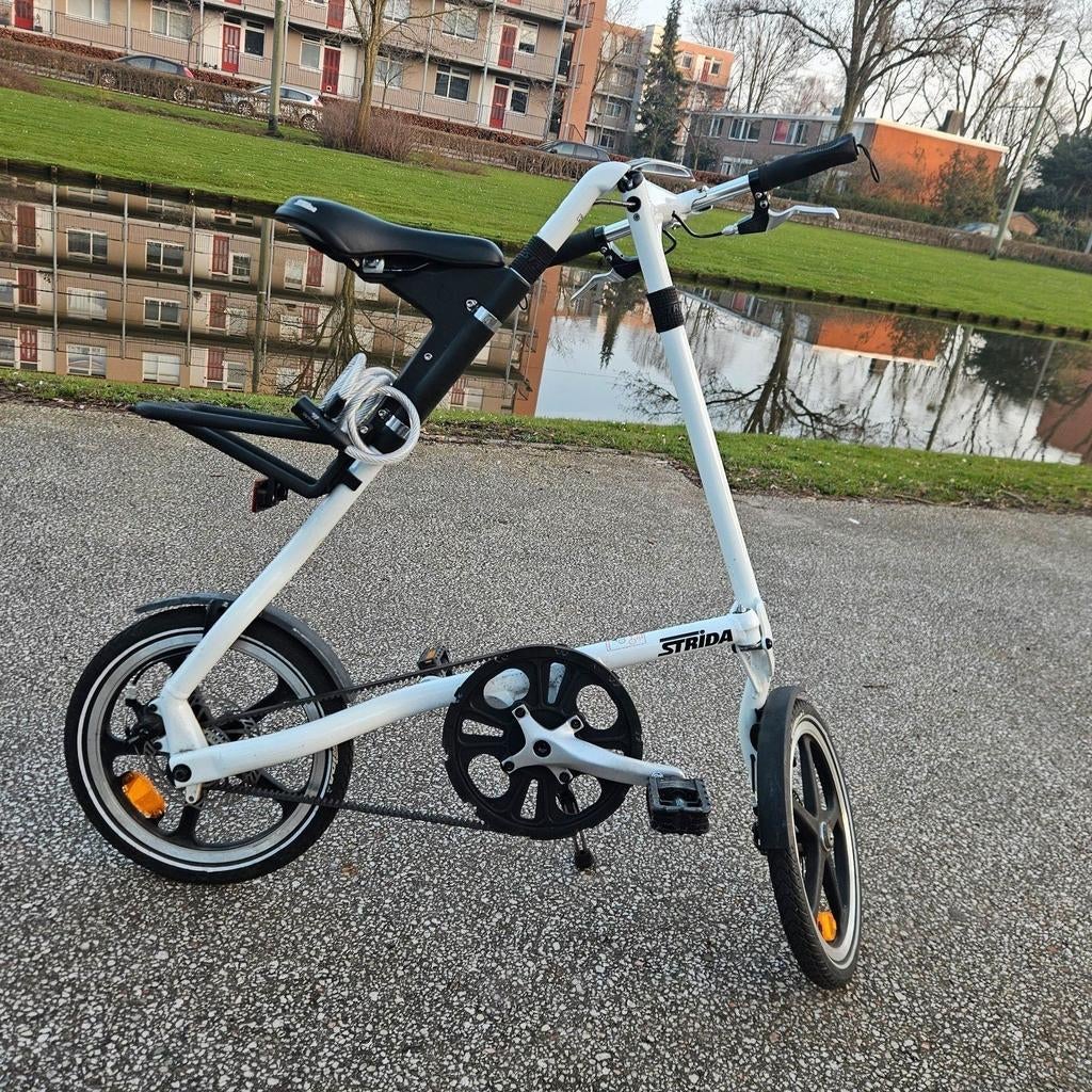 Strida opvouwbare fiets - Wit, zo goed als nieuw, Overige merken, Velgrem, Ophalen of Verzenden, Zo goed als nieuw