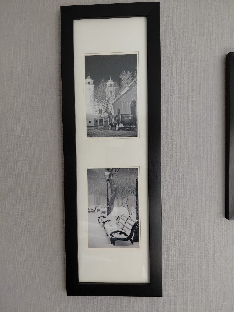 3 zwart-wit foto’s in lijst, Ophalen of Verzenden, Foto, Fotografie, Achter glas