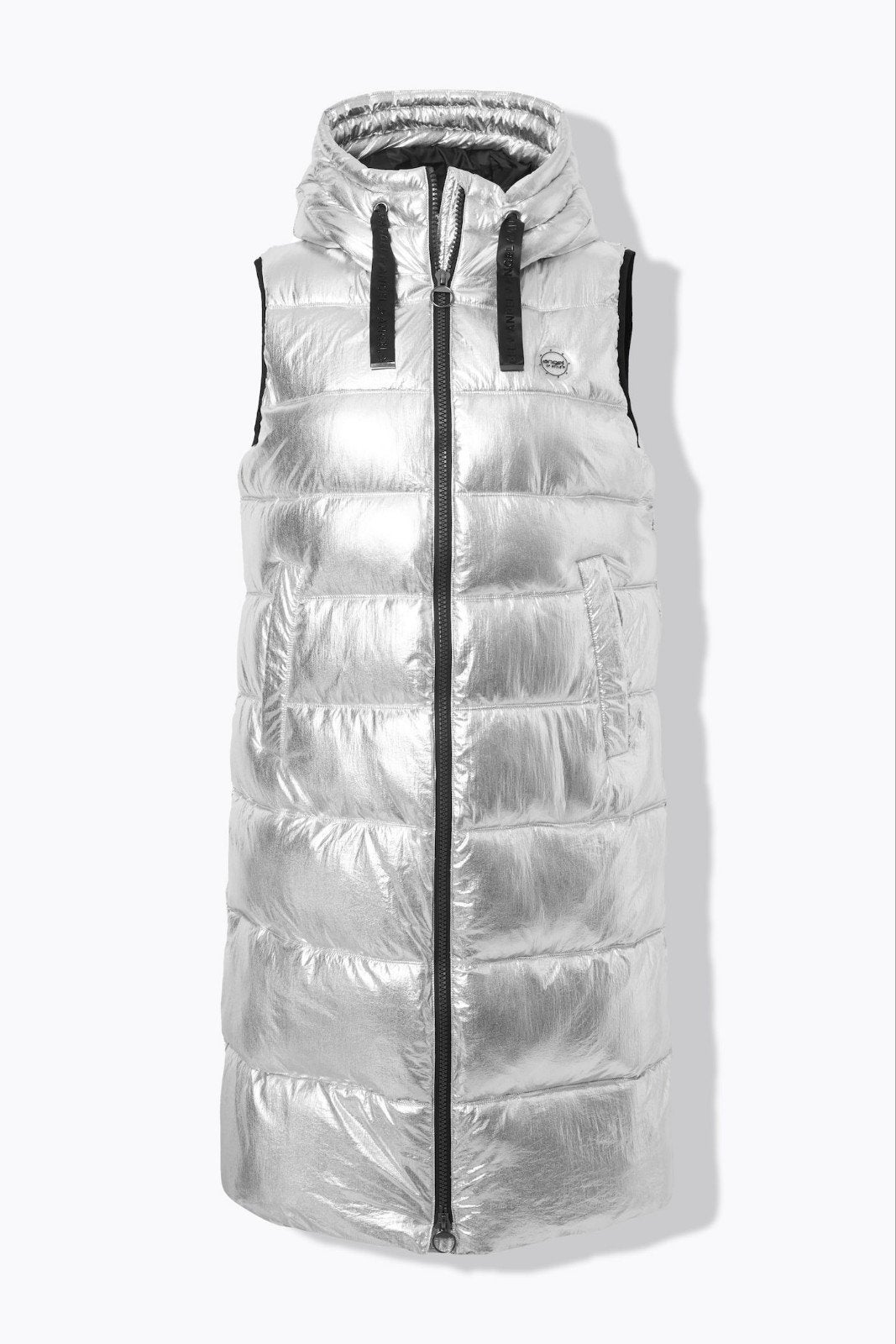 Lange zilveren gewatteerde bodywarmer met capuchon, Angel of style, Maat 46/48 (XL) of groter, Nieuw, Ophalen of Verzenden