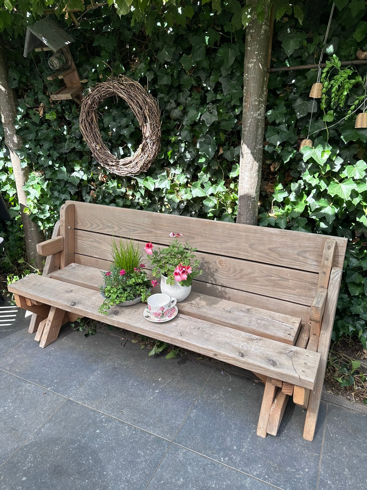 Van tuinbank naar picknicktafel, Tuin en Terras, Picknicktafels, Ophalen, Rechthoekig, Hout