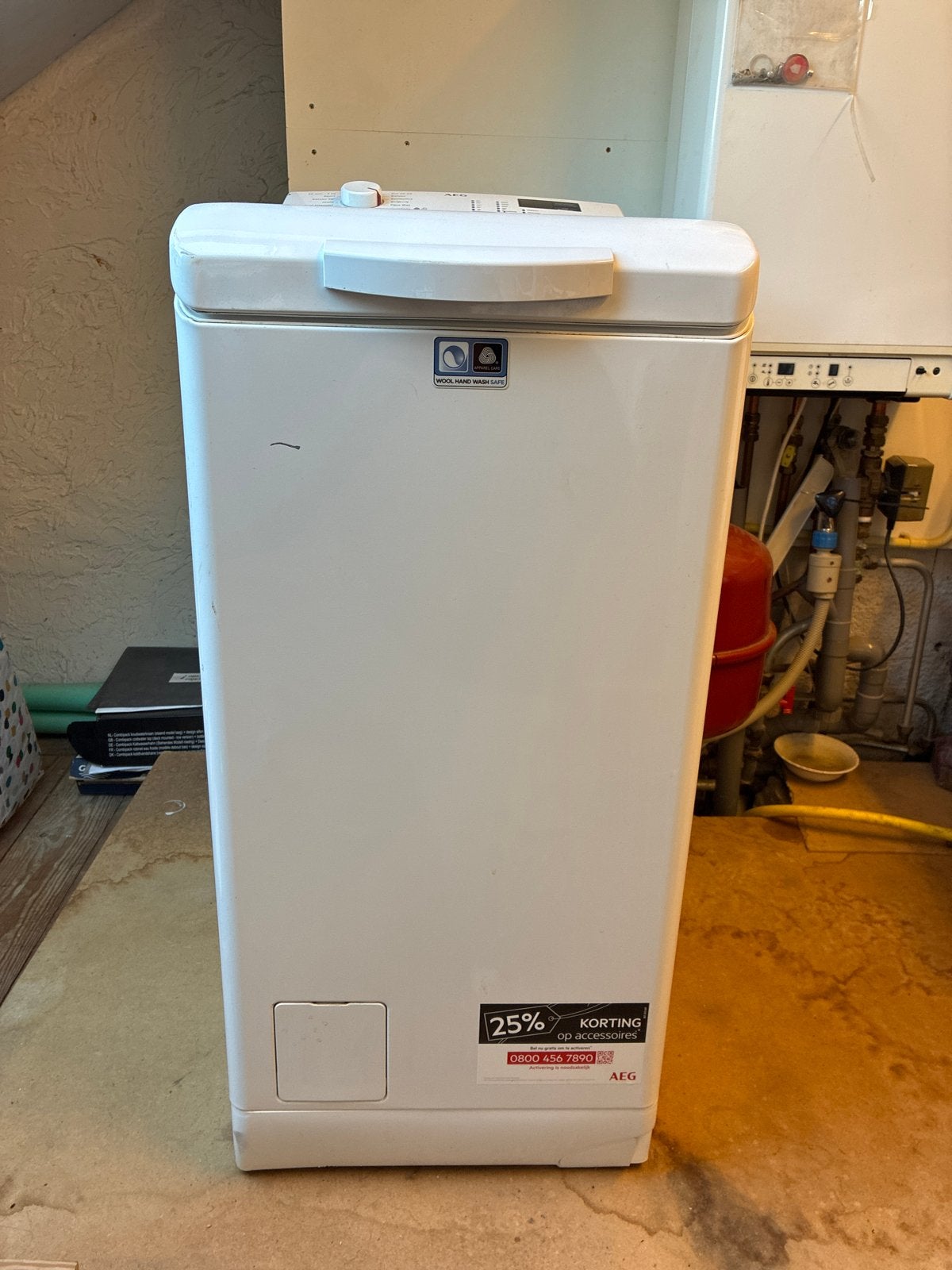 AEG  Bovenlader Wasmachine, Witgoed en Apparatuur, Ophalen, 1200 tot 1600 toeren, Gebruikt, 4 tot 6 kg