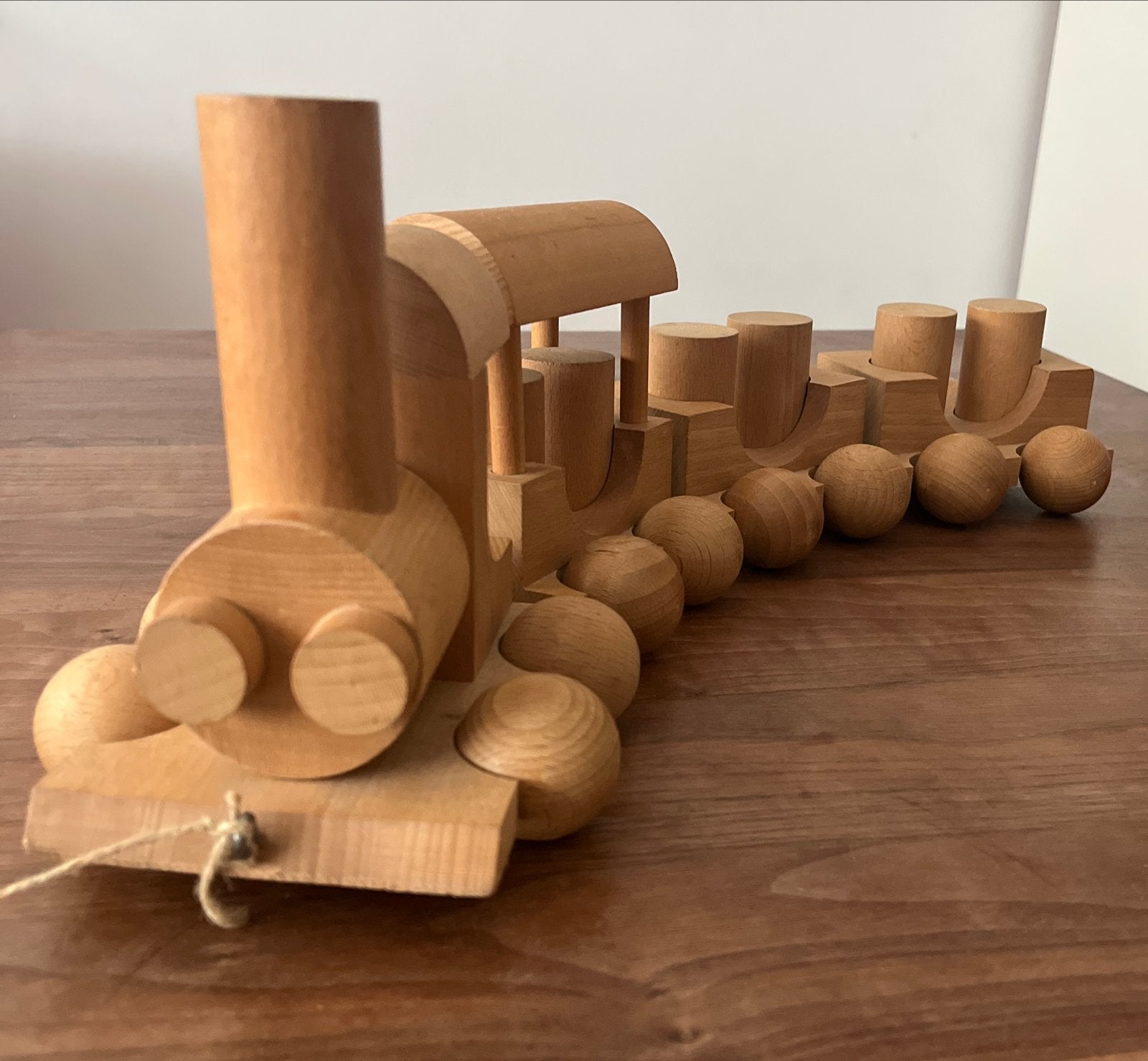 Houten Trein met Blokken - 70’s Vintage Speelgoed, Kinderen en Baby's, Ophalen of Verzenden, Zo goed als nieuw, Duw- of Trekspeelgoed