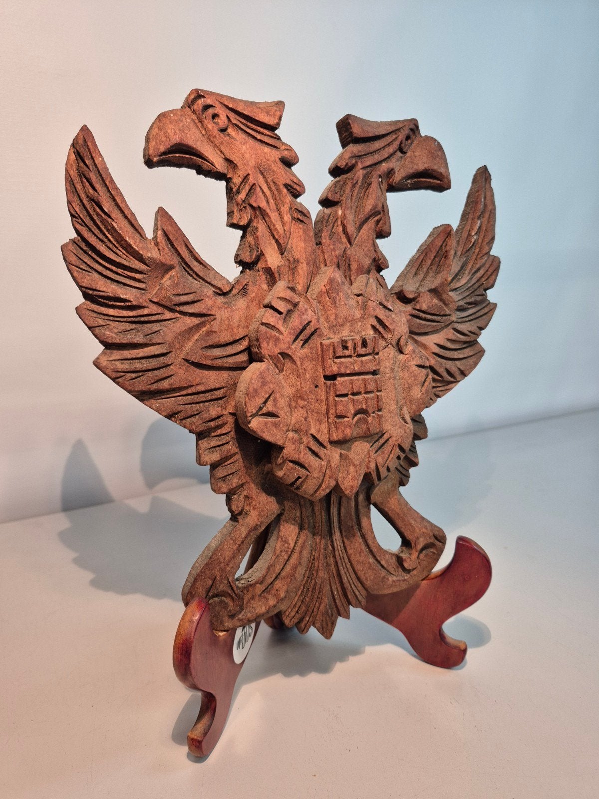 Antieke houten schildwapen dubbelhoofdige adelaar, Antiek en Kunst, Ophalen of Verzenden