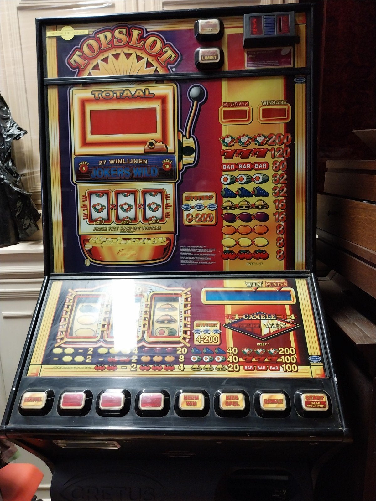 Topslot Gokkast - Klassieke Nederlandse Fruitmachine, Euro, Ophalen, Gebruikt, Met sleutels