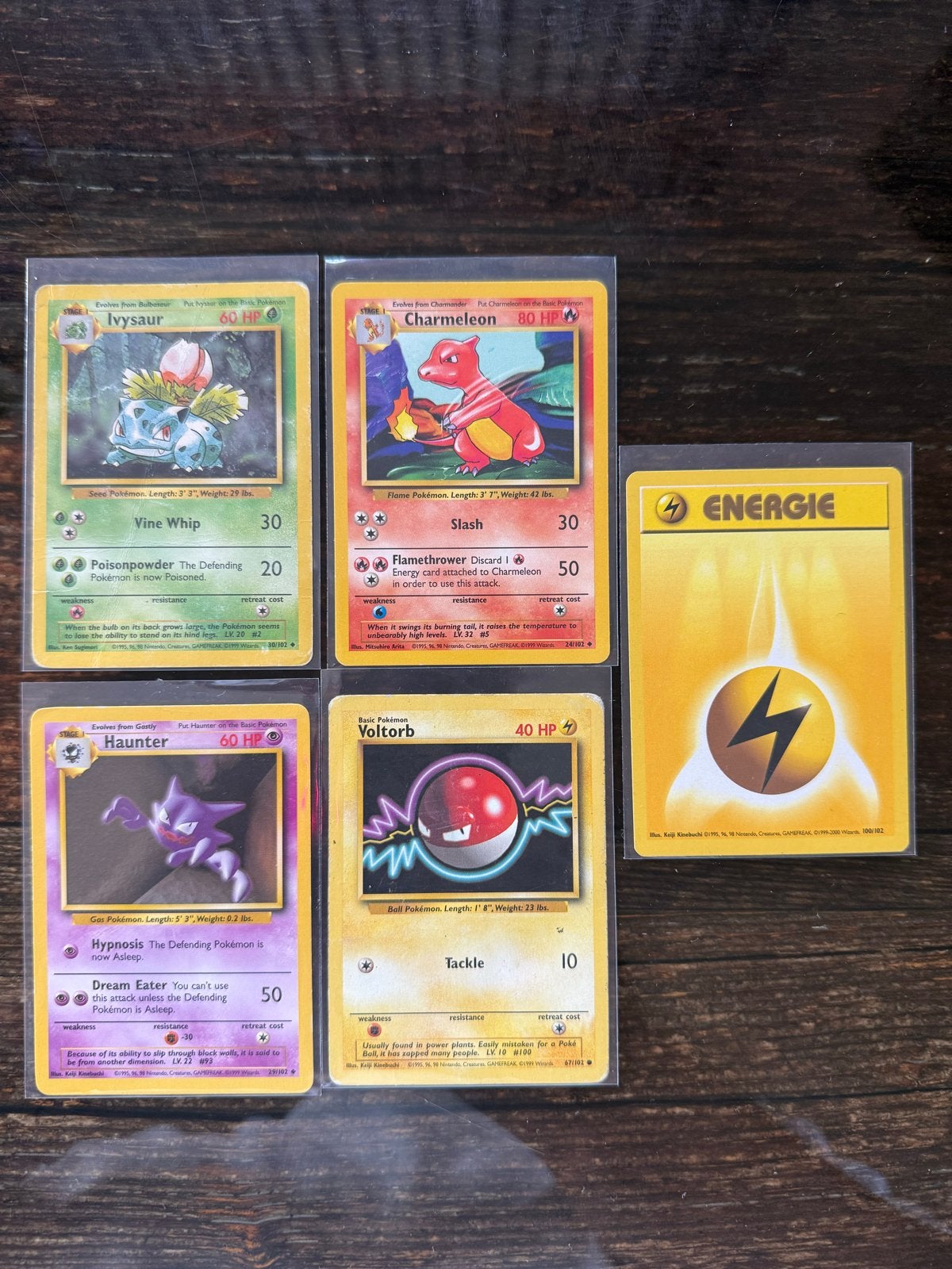 Pokémon Base Set Kaarten - Ivysaur, Charmeleon, Haunter, Vol, Ophalen of Verzenden, Gebruikt, Meerdere kaarten