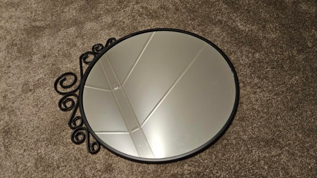 Ikea Ekne wandspiegel zwart metaal 50x60, Ophalen, Rond, Minder dan 50 cm