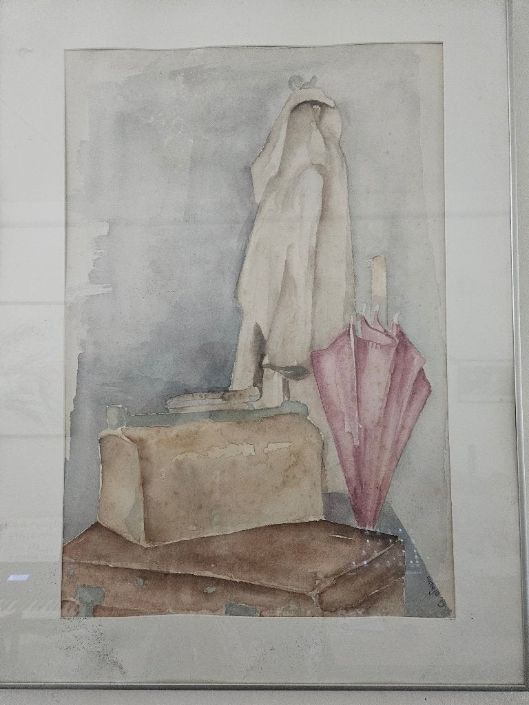 Aquarel-kapstok-paraplu-koffer, Overige stijlen, Aquarel, Overige onderwerpen, Papier