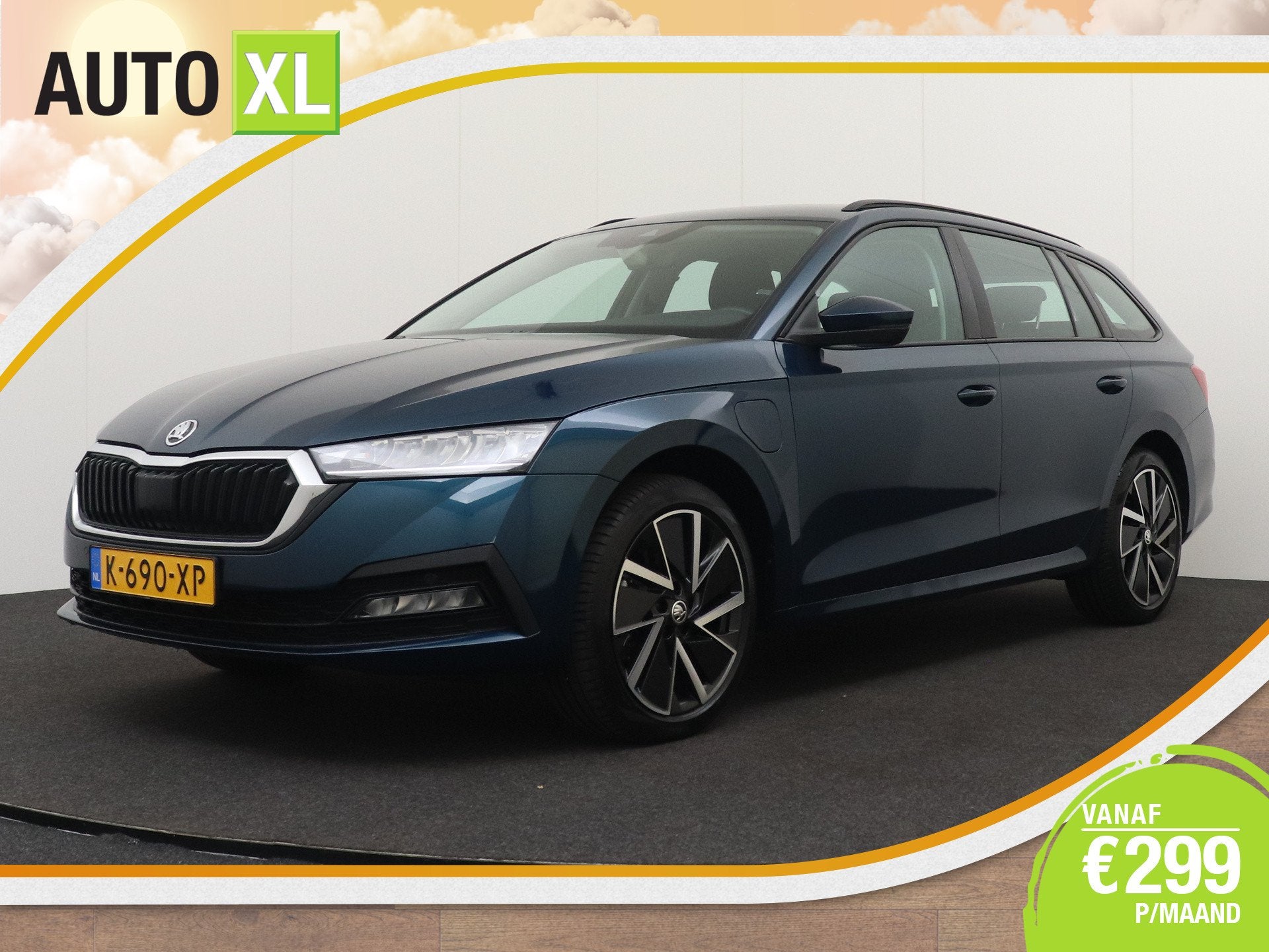 Skoda Octavia Combi 1.4 TSI iV PHEV Business Sport Trekhaak, Auto's, Dealer onderhouden, Stof, Gebruikt, Blauw