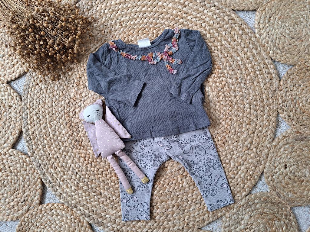 Grijs shirtje Zara met gekleurde versiering maat 74, Kinderen en Baby's, Babykleding | Maat 74, Meisje, Ophalen of Verzenden, Zo goed als nieuw