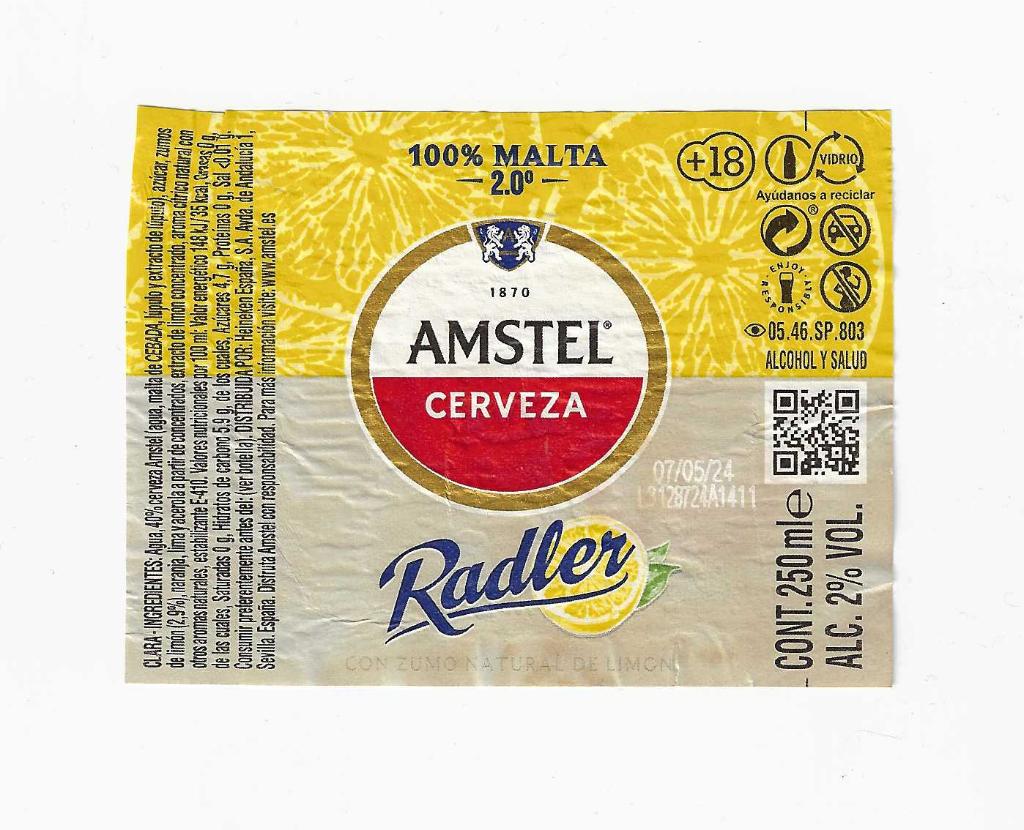 Amstel etiket -2-, Verzamelen, Biermerken, Ophalen of Verzenden, Gebruikt, Overige typen, Amstel