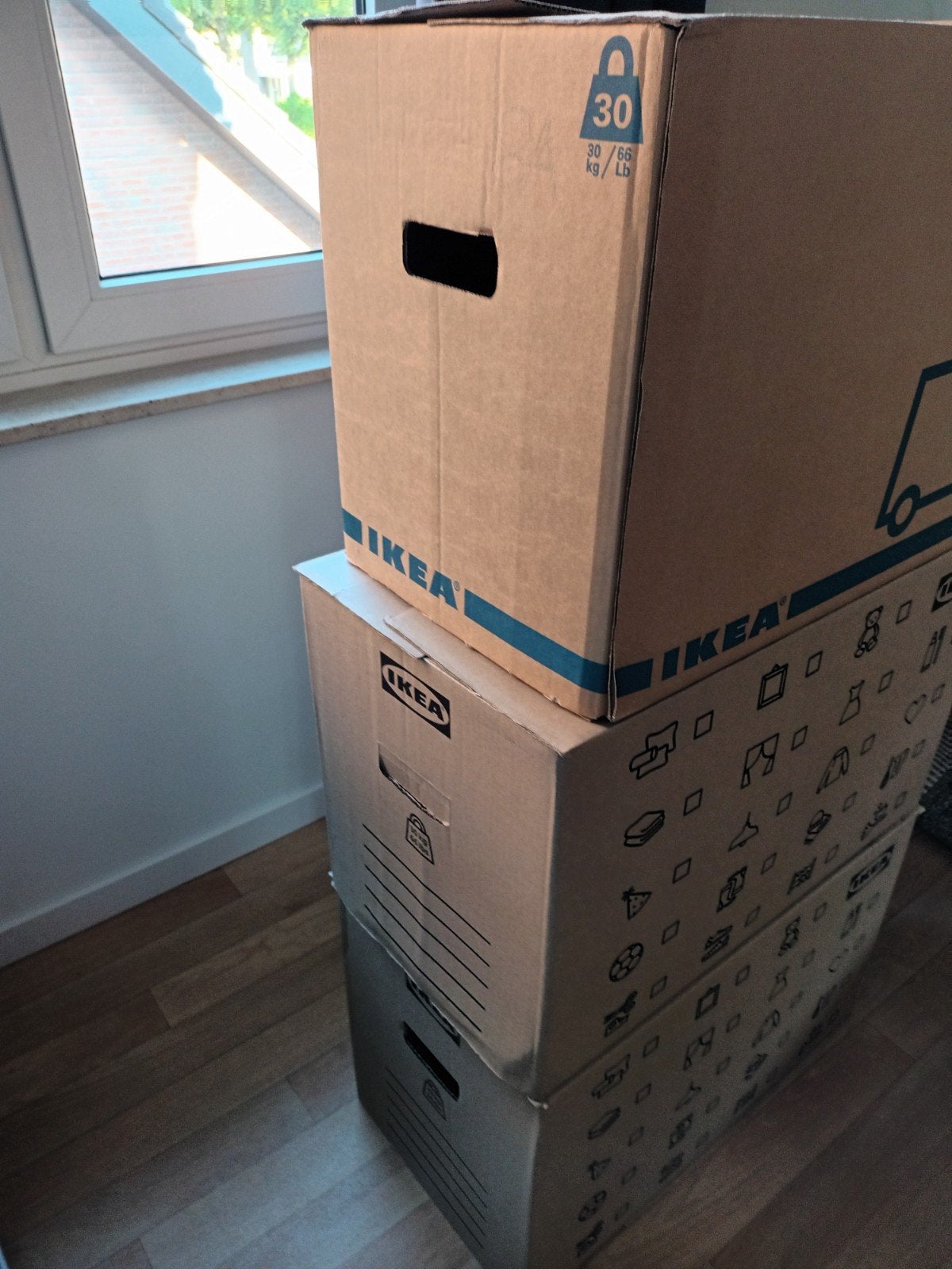 3 ikea verhuisdozen verhuis dozen 30kg Jattene Dundergubbe, Ophalen, Opvouwbaar, 50 tot 75 cm, Minder dan 40 cm