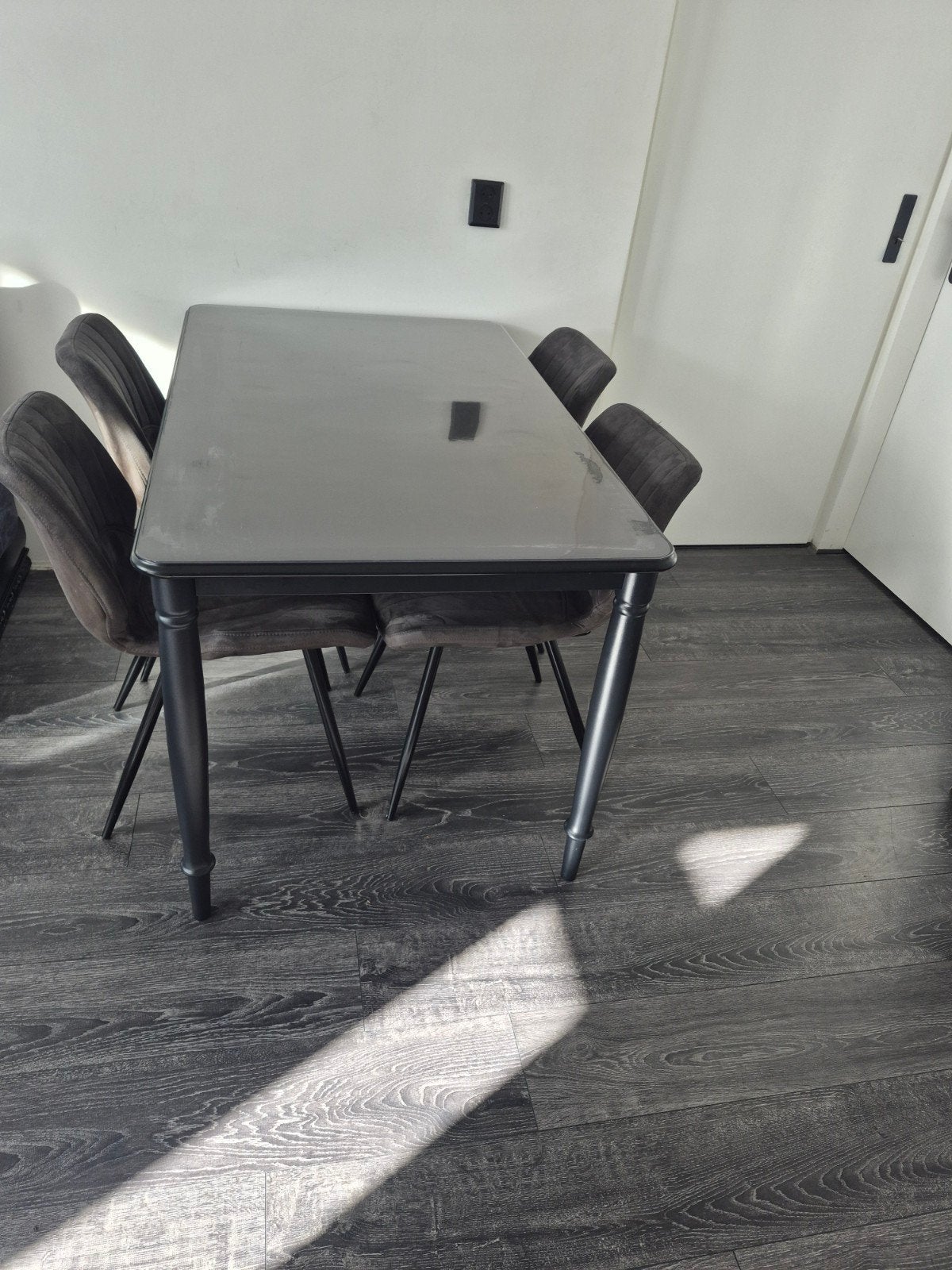 eettafel met 4 stoelen, Huis en Inrichting, Ophalen, Rechthoekig, 100 tot 150 cm, 50 tot 100 cm