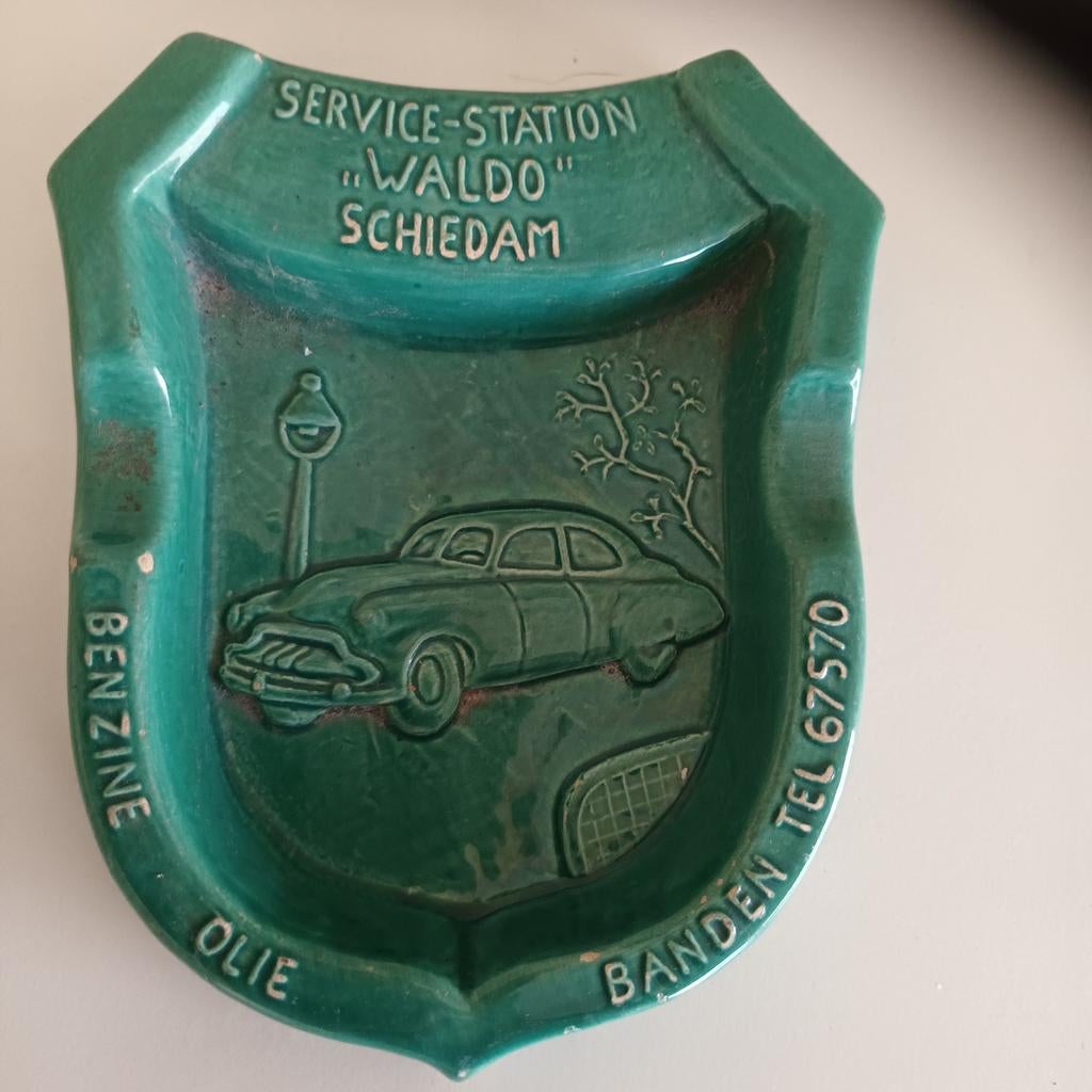 Vintage asbak Service-Station "Waldo" Schiedam, Ophalen of Verzenden