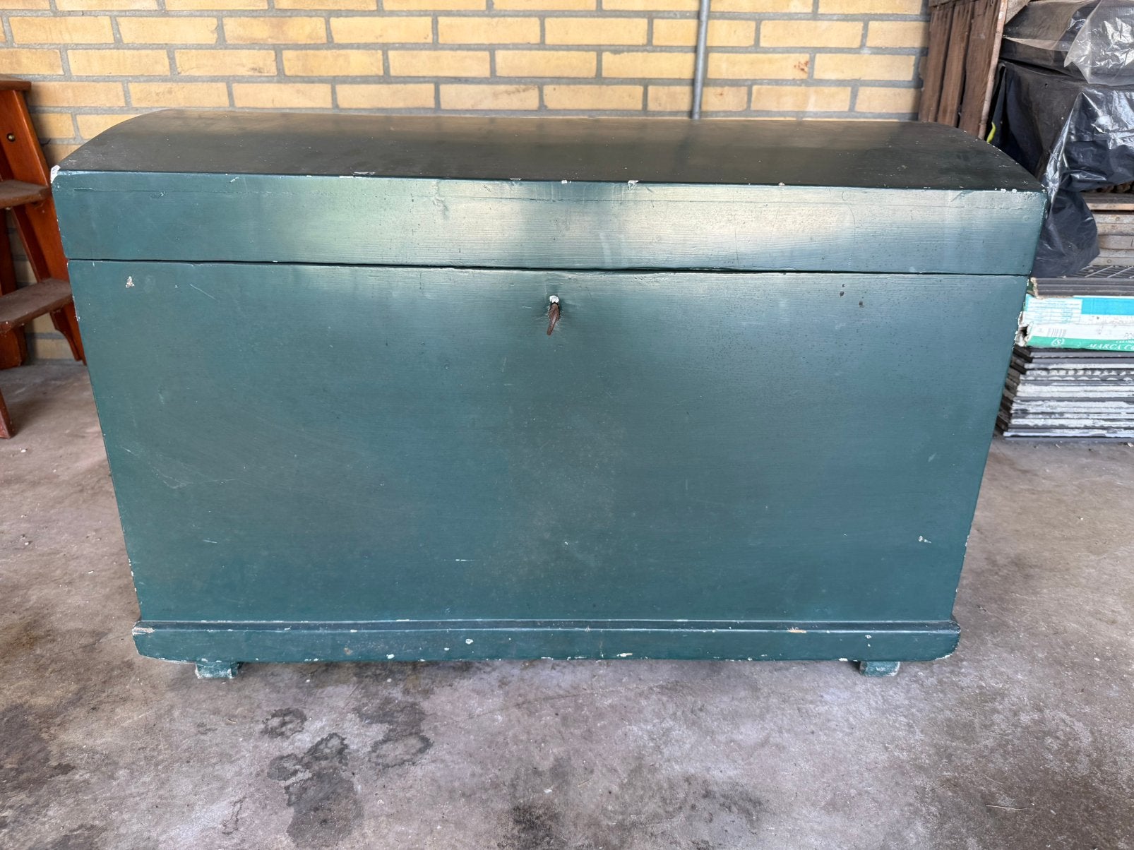Antieke houten dekenkist bruidskist groen gebruikt, Ophalen, Gebruikt, 50 tot 75 cm, Minder dan 50 cm